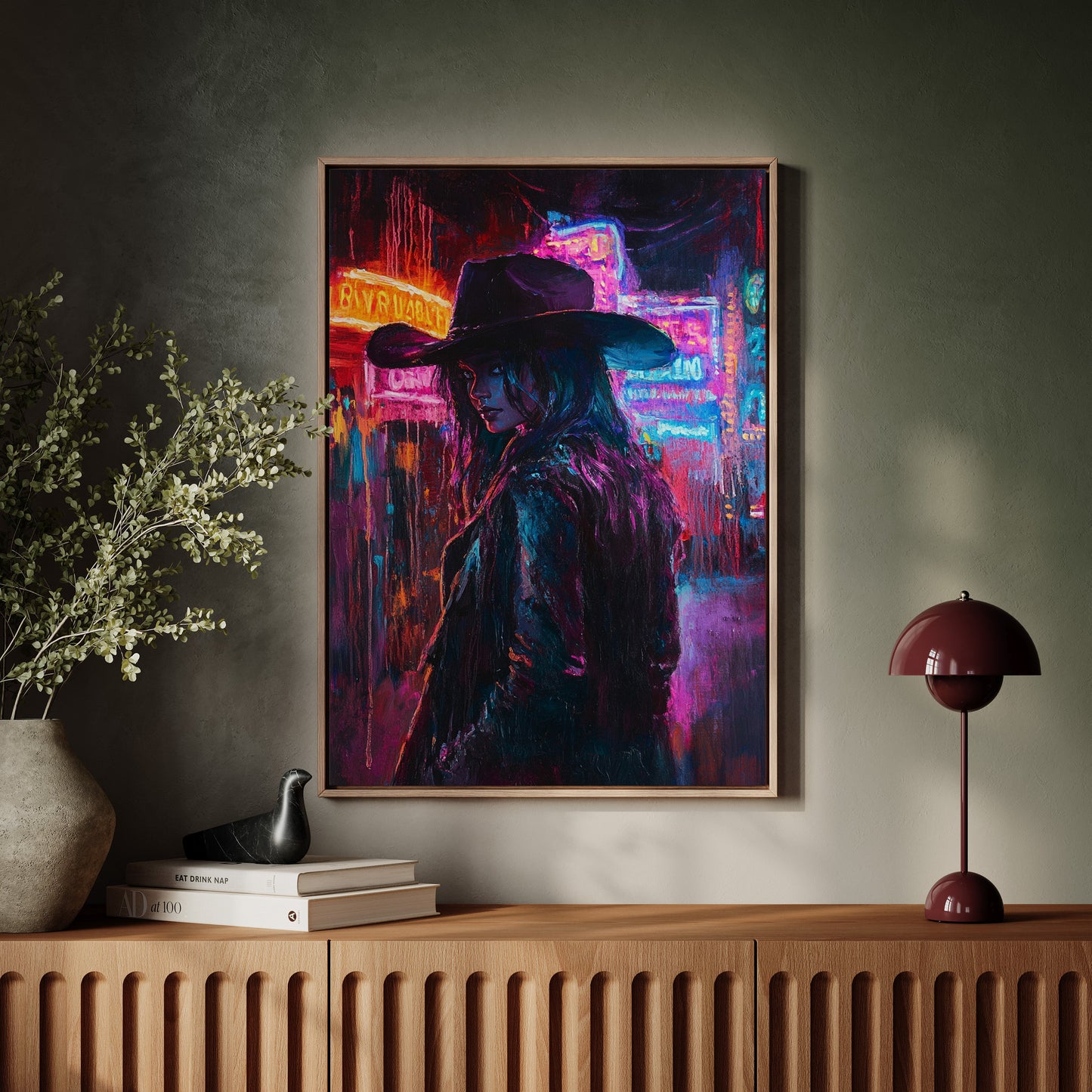 Cowgirl-Noir in Neonlichtern