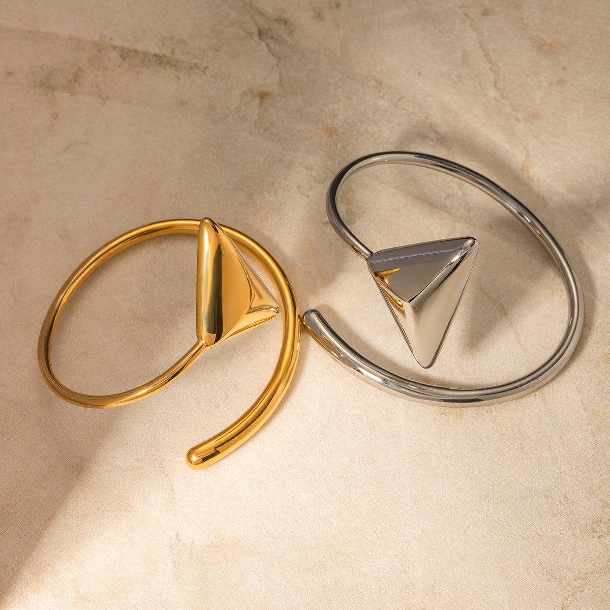 18K Gold Stainless Steel Triangle Coil Bracelet