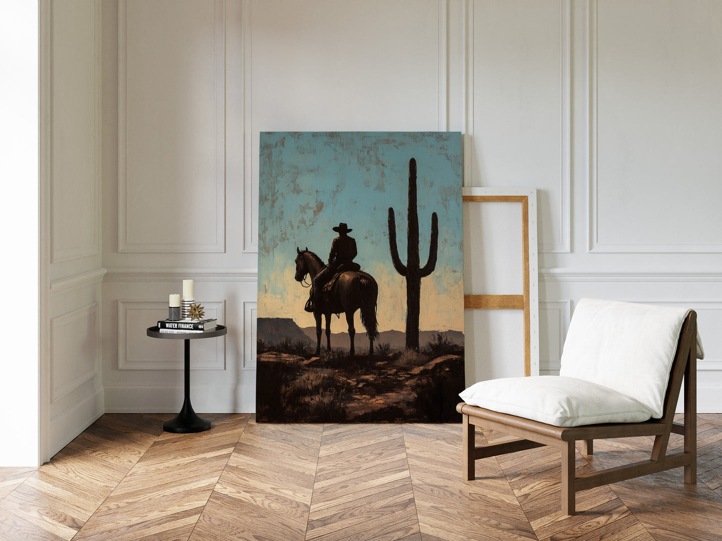 Cavalier et Saguaro au crépuscule