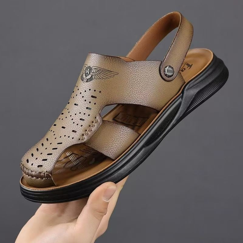 Genuine Leather Toe Sandals Suitable For Both Outdoor Wear And Driving