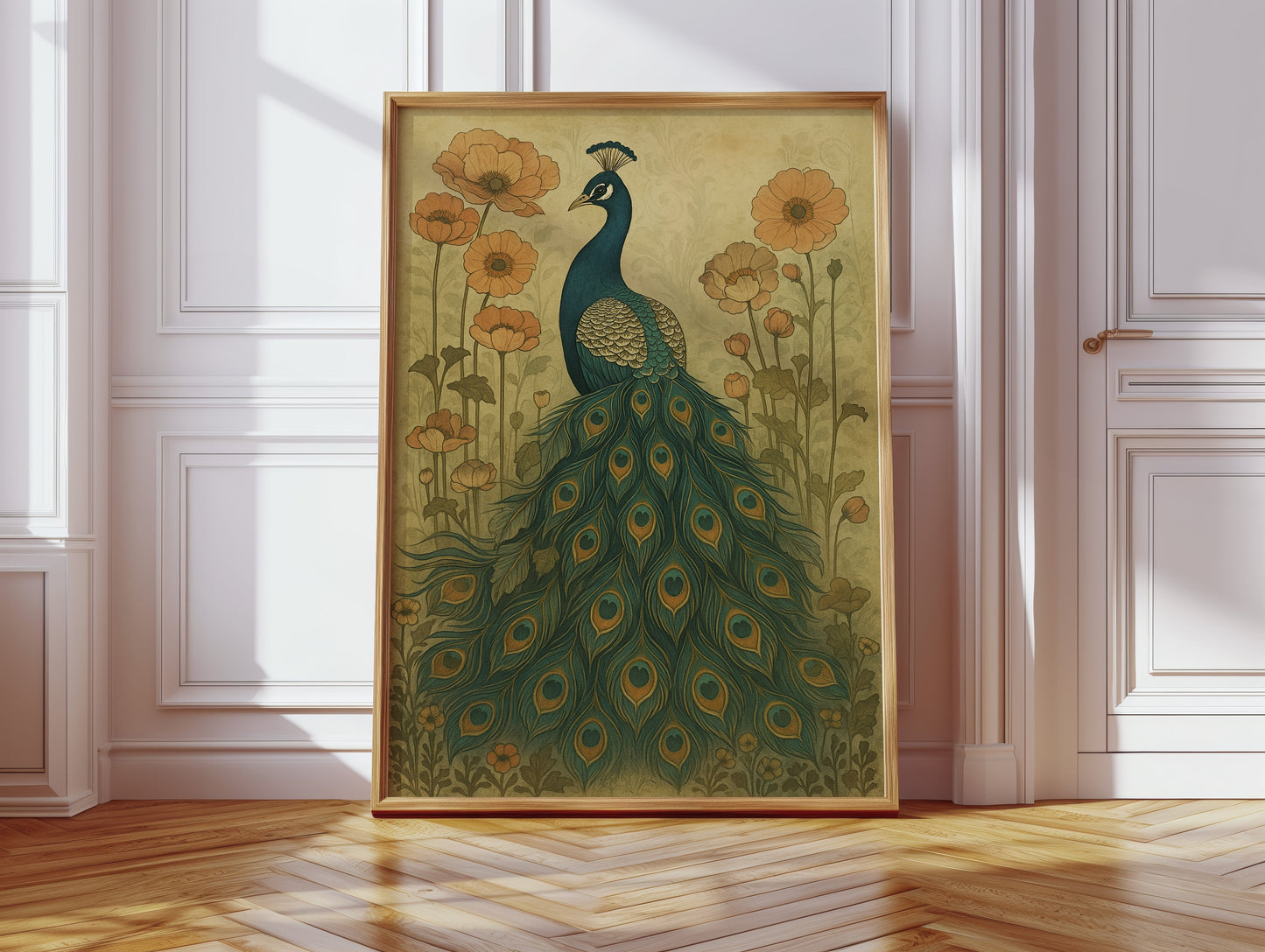 Quiétude du jardin sous le regard d'un paon