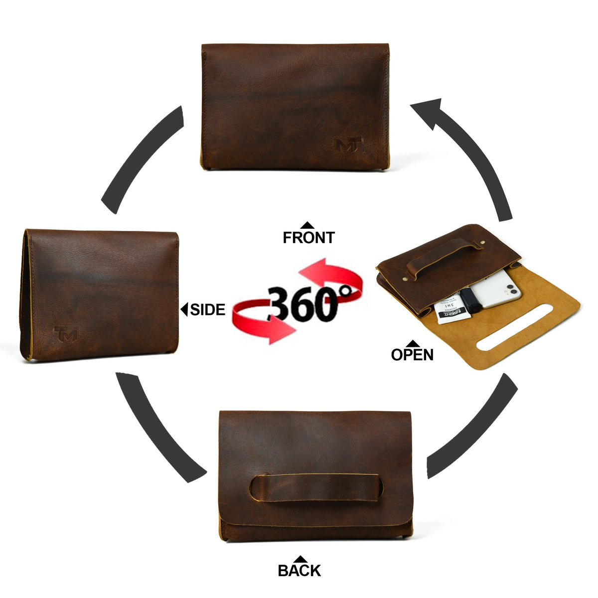 Pochette Chic en Cuir Cacao pour Femme
