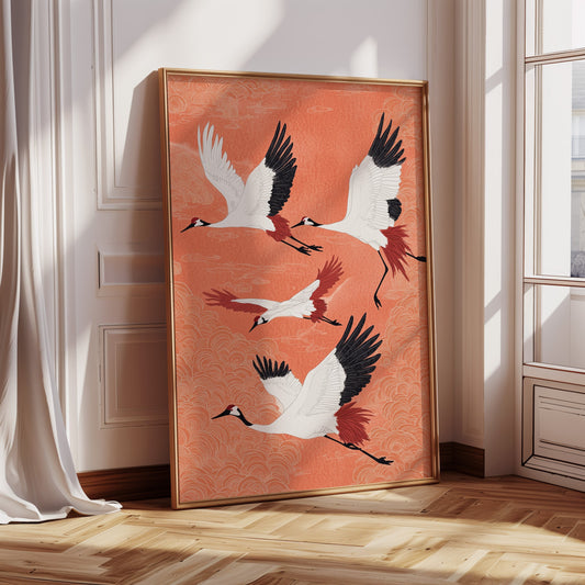 Décoration murale Grue Japonaise – Imprimé élégant d'inspiration traditionnelle