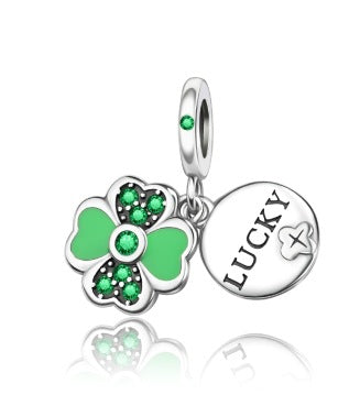 DIY Silver-Plated Pendant Charming Heart Lucky Bracelet Beaded Necklace