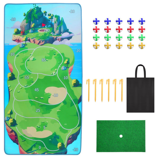 Ensemble de jeu de golf décontracté Tapis d'entraînement de golf intérieur extérieur Tapis de chipping vert Jeux de golf de jardin pour enfants adultes avec 20 balles de golf collantes Sac de rangement