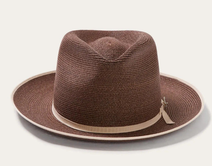 Olive Green Rolled-brim Straw Hat With Bow For Sun Protection Artistic Style For Men And Women