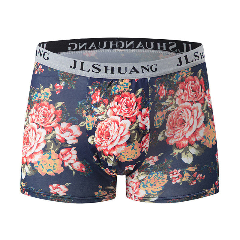 4-Pack Mens Fashionable Boxer Briefs With Floral Print