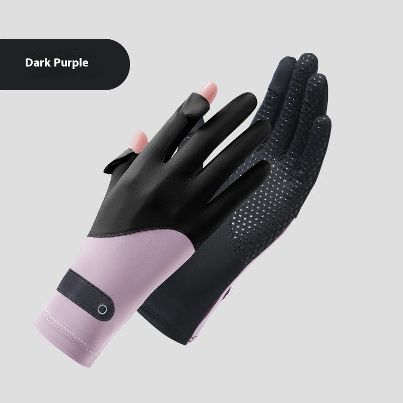 Ice Silk Sun Protection Gloves Lightweight Anti-slip Touch Screen UV Protection