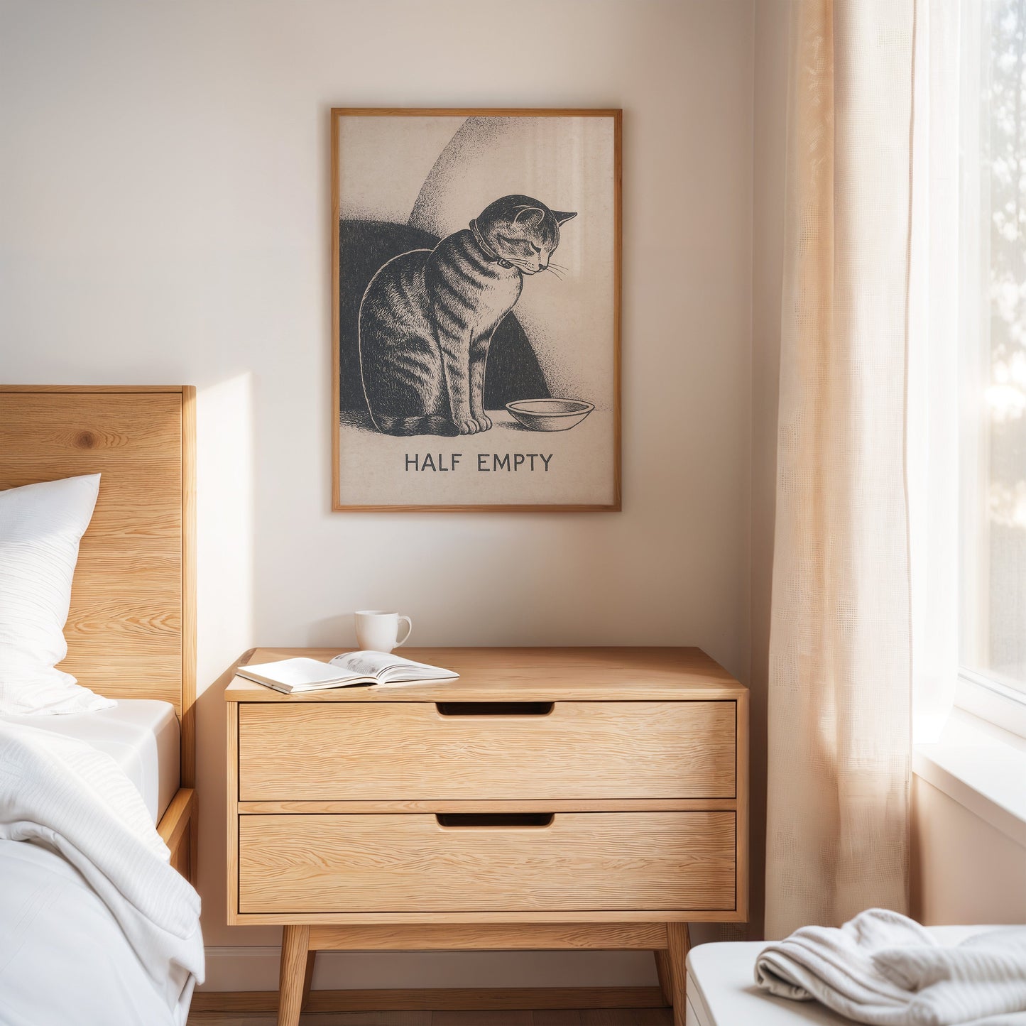 Chat à moitié vide