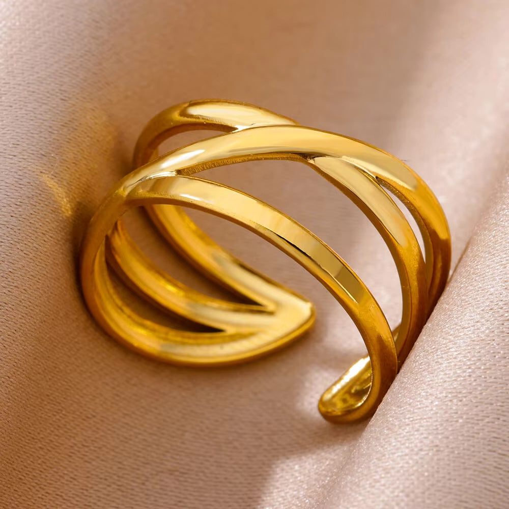 Geometric Stainless Steel Ring For Women