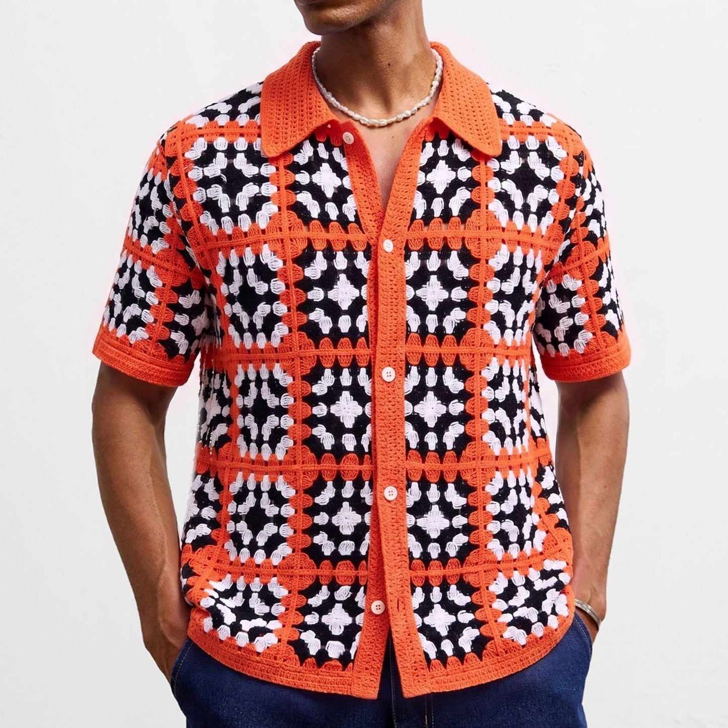 Knitted European And American-style Casual Short-sleeve Resort Wear