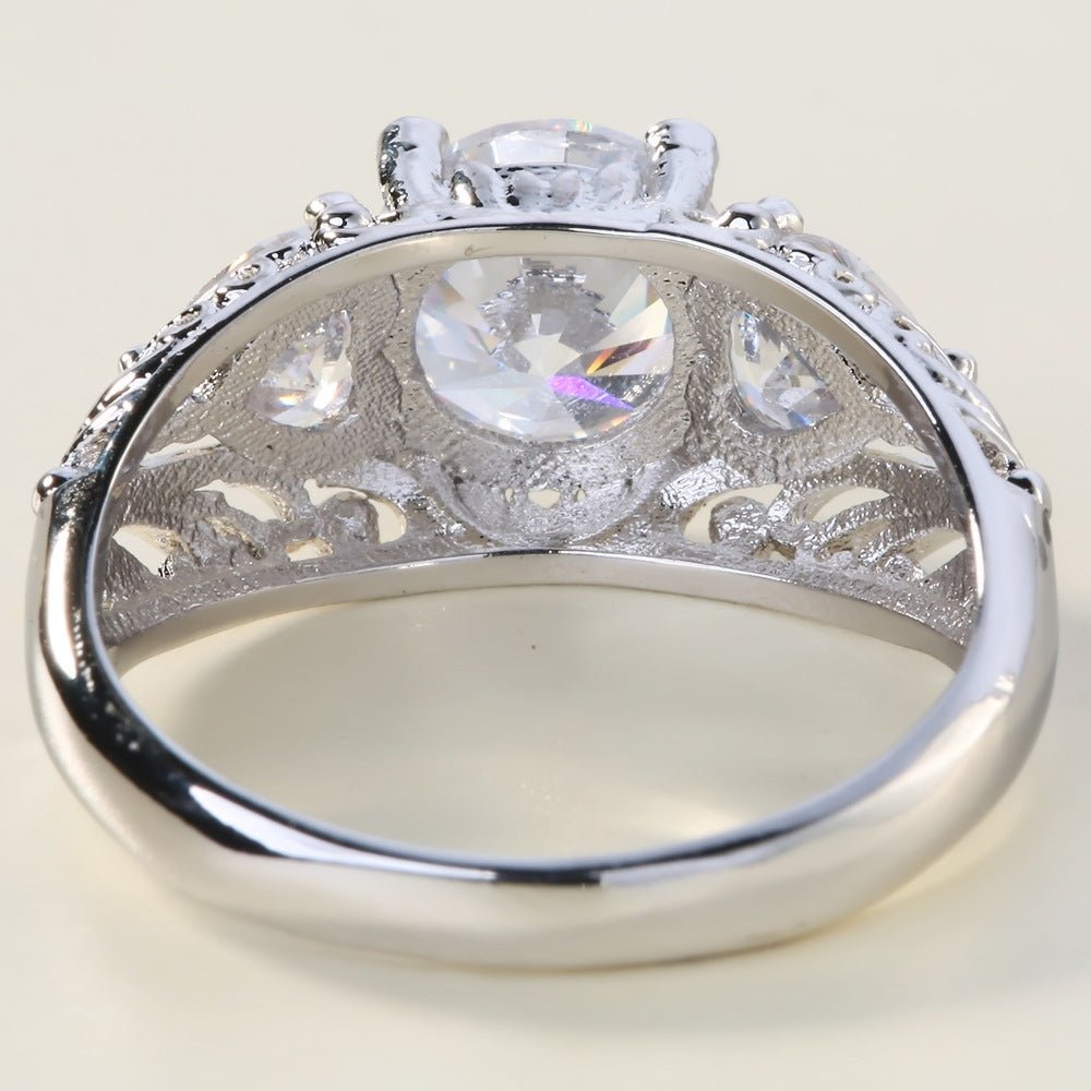 Copper Plate Inlaid Zircon Ring