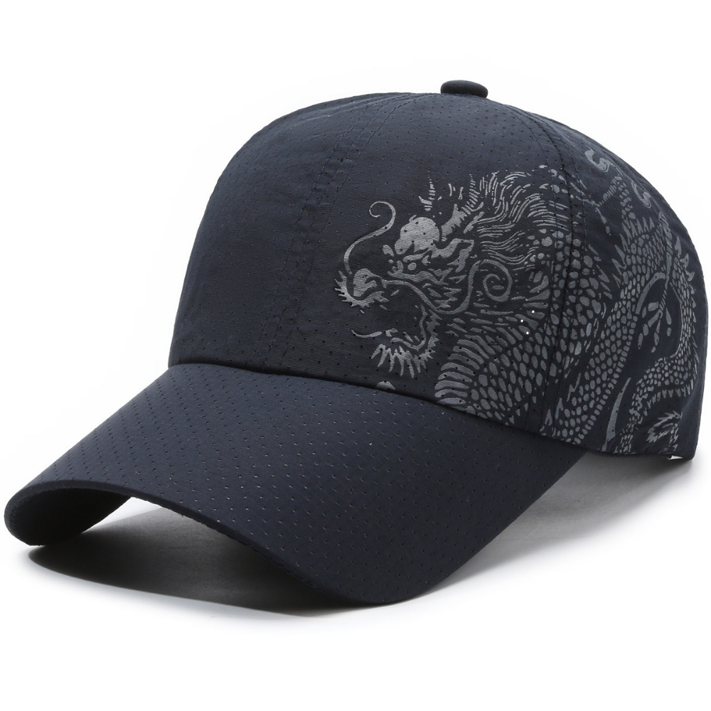 Men's And Women's Matching Mesh Dragon Pattern Printed Quick-Dry Breathable Fashion Trend Baseball Cap For Summer Outings, Parties, Outdoor Activities