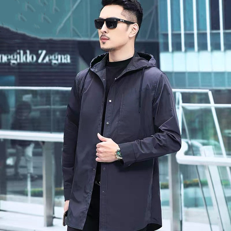 Mens Casual Mid-length Trench Coat
