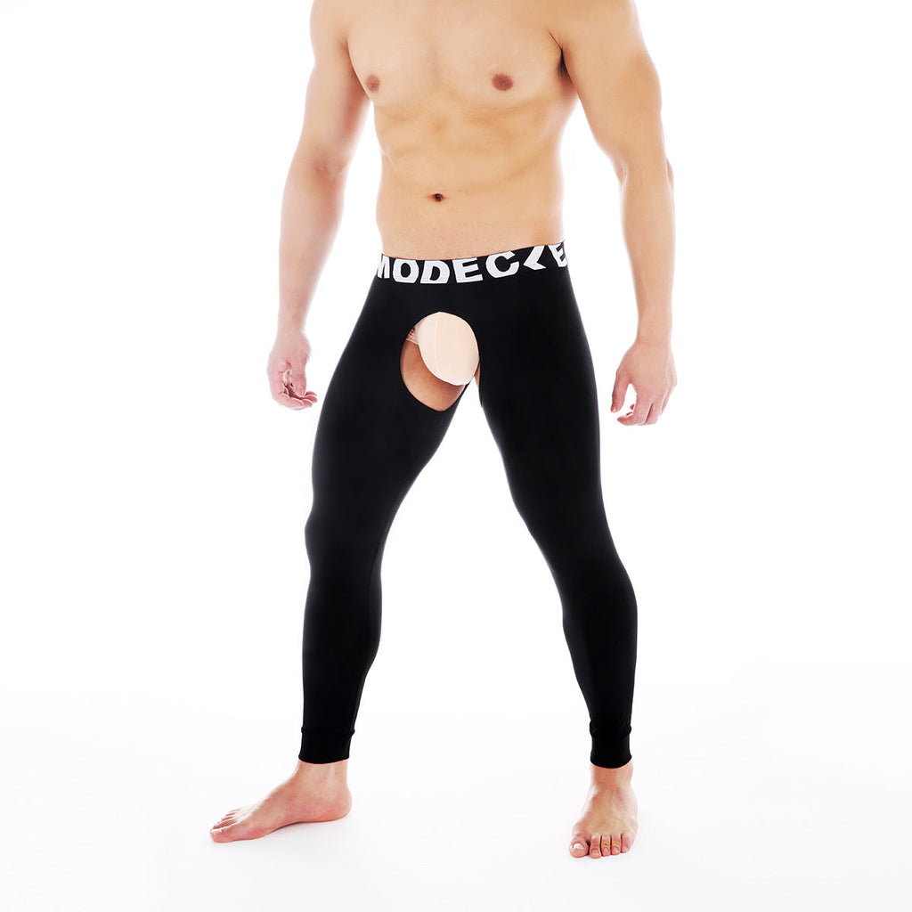 Men's Slim-fit Thermal Underwear Sexy Open-end Breathable Off-free Bottoming Long Pants