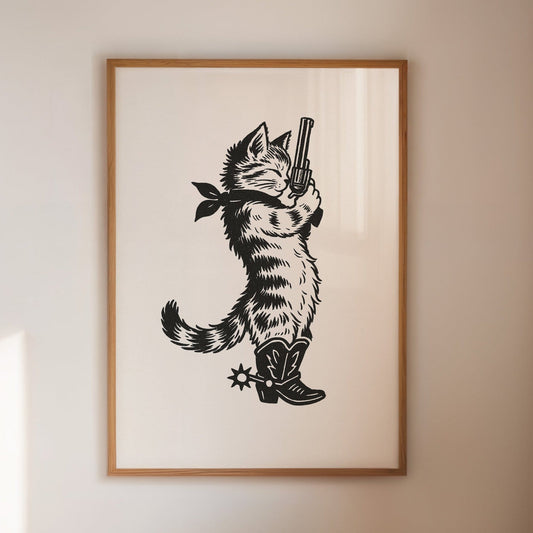 Purrpare for Trouble – Cowboy Cat Sheriff Print