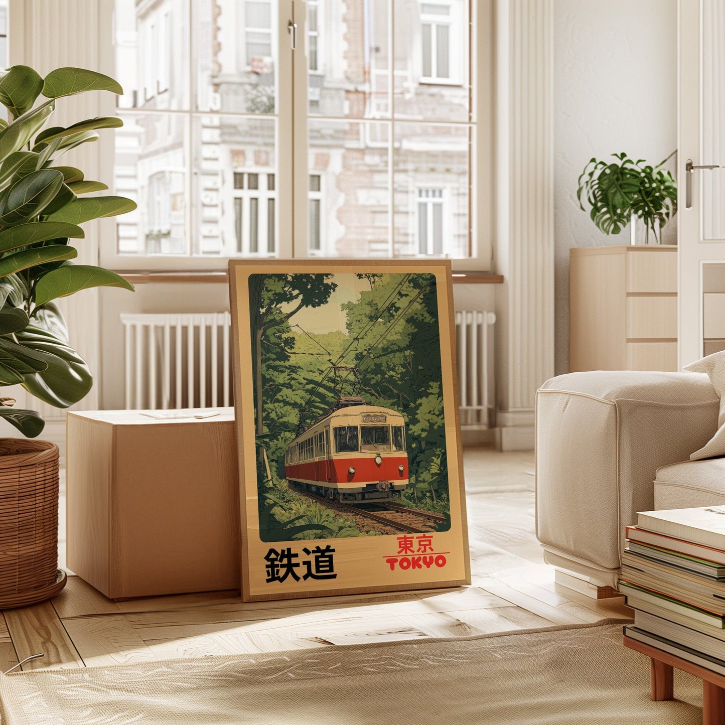Affiche Rétro Chemin de Fer de Tokyo – Art Mural de Train Japonais, Impression de Voyage Vintage