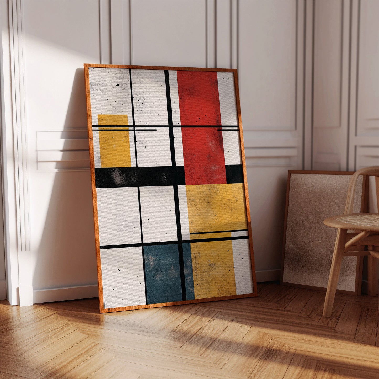 Rythme modulaire – Art de grille aux couleurs primaires abstraites