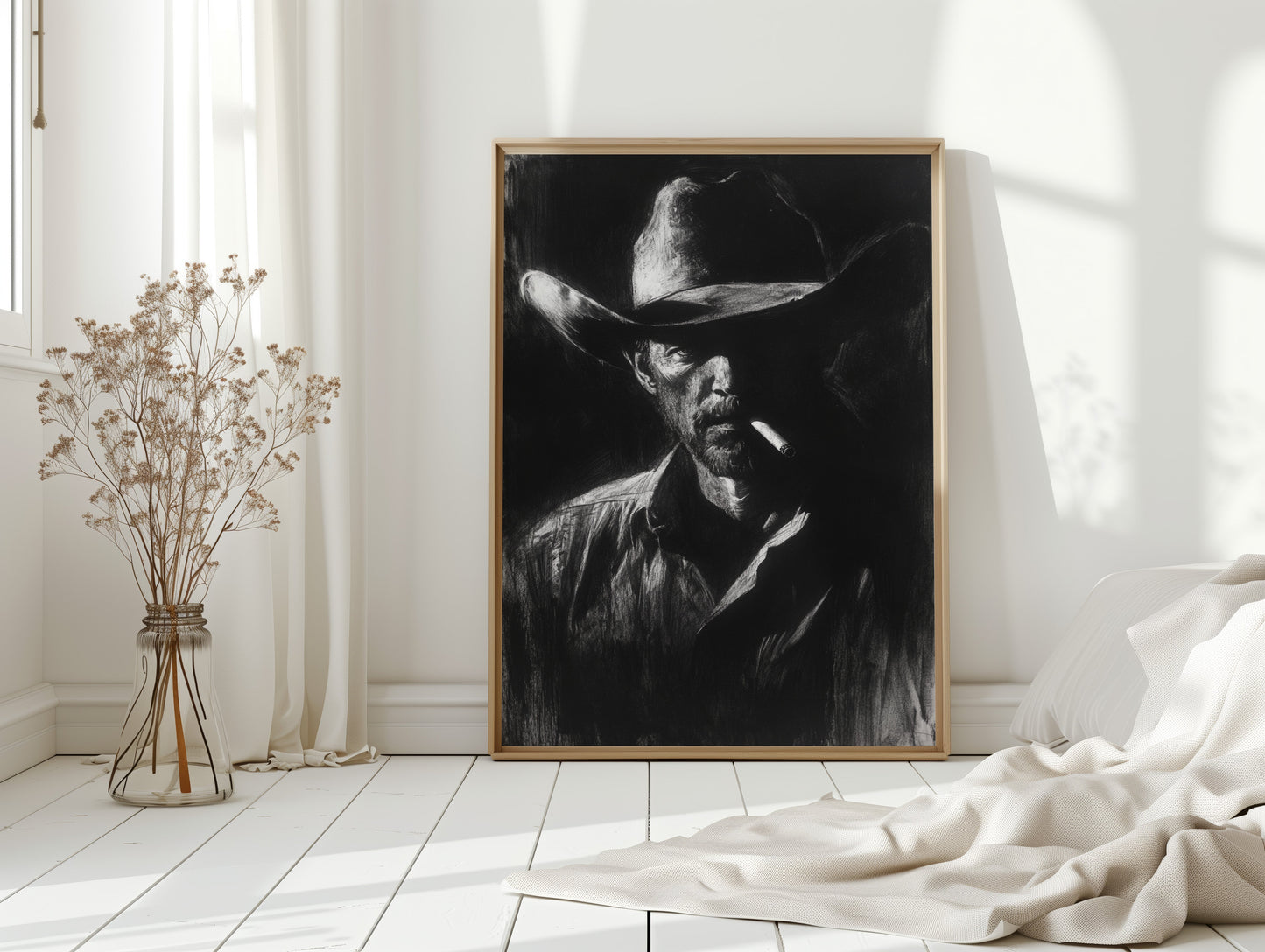 Cowboy de minuit dans l'ombre du fusain