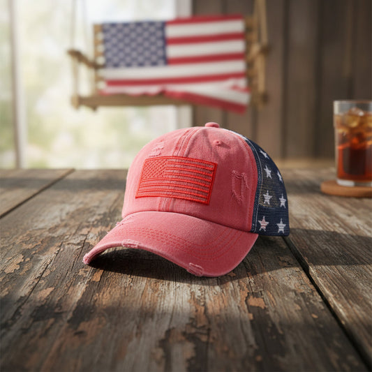 Women's Ripped Embroidered Baseball Cap – Breathable Dome Top Polyester Hat