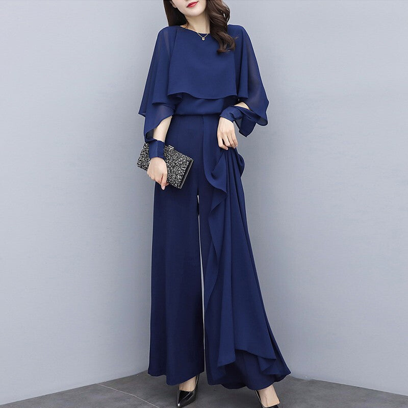 Casual Fashionable Wide Leg Pants Suit Women