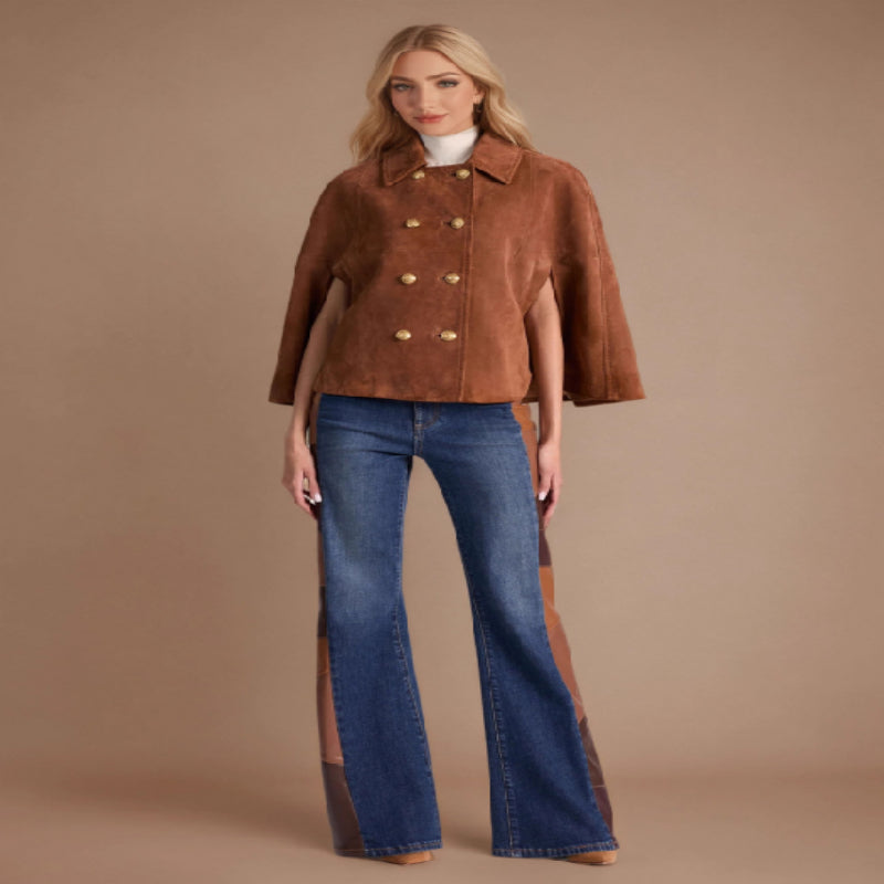 Women's Polyester Leather Loose Design Coat