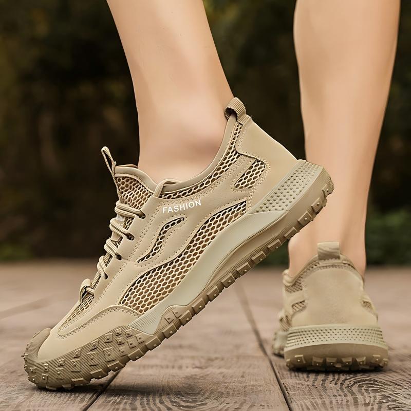 Men's Four-Season Breathable Mesh Work Sneakers, Outdoor Casual Shoes With Tire Pattern Soles