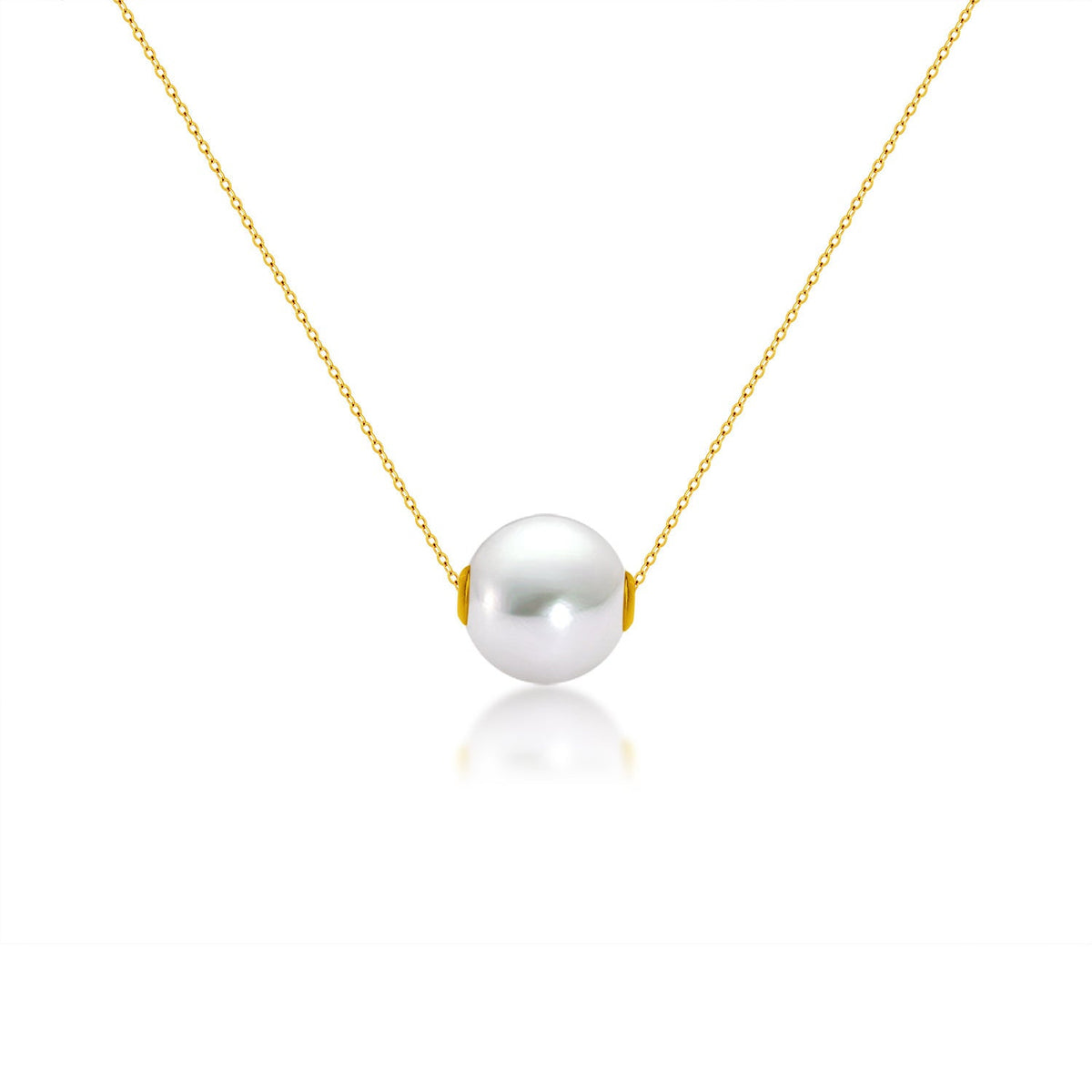 18K Gold Round Pearl Necklace Clavicle Chain