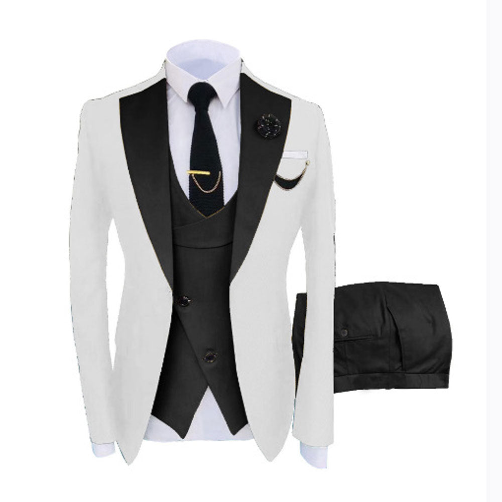 Mens Three-piece Mixed-color Suit