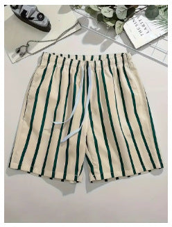 Hawaiian Beach Board Shorts For Men 3D Striped Design