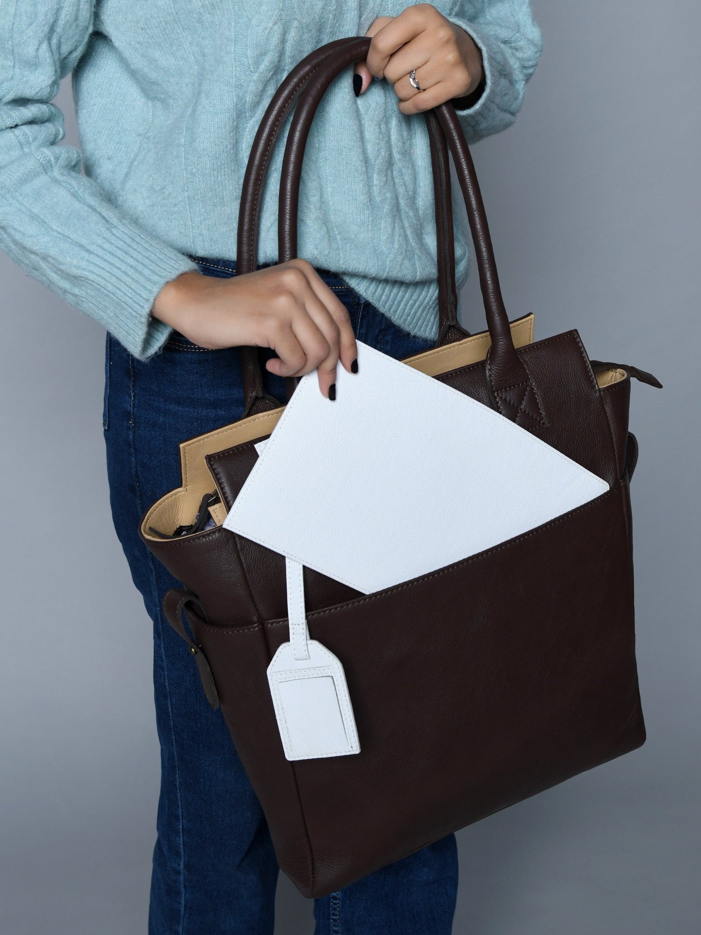 Kastanie Charm Braune Leder Tragetasche