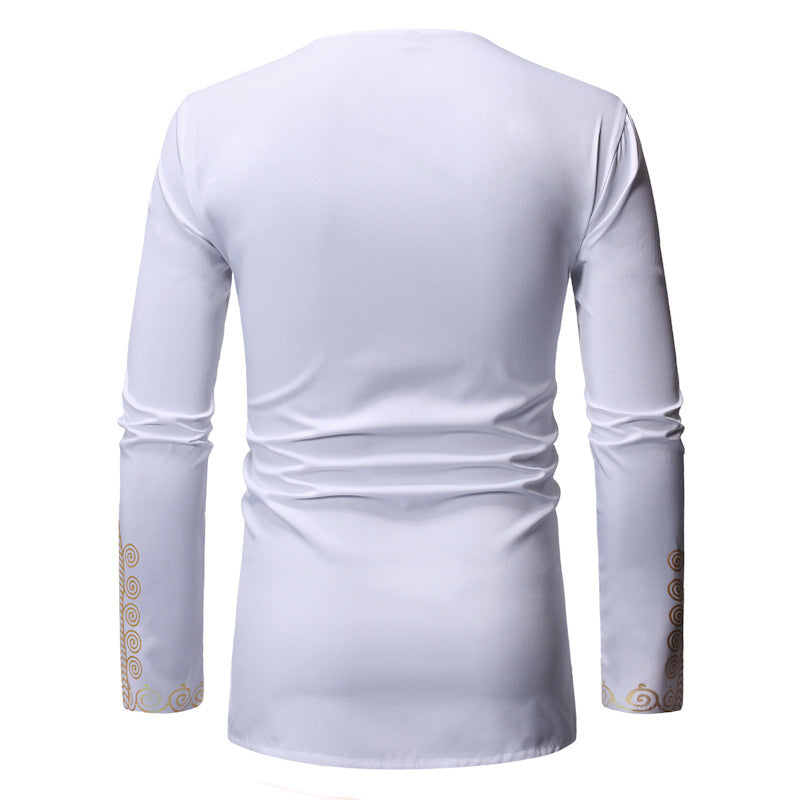 Men's Casual Long Sleeve Bronzing Polyester Shirt