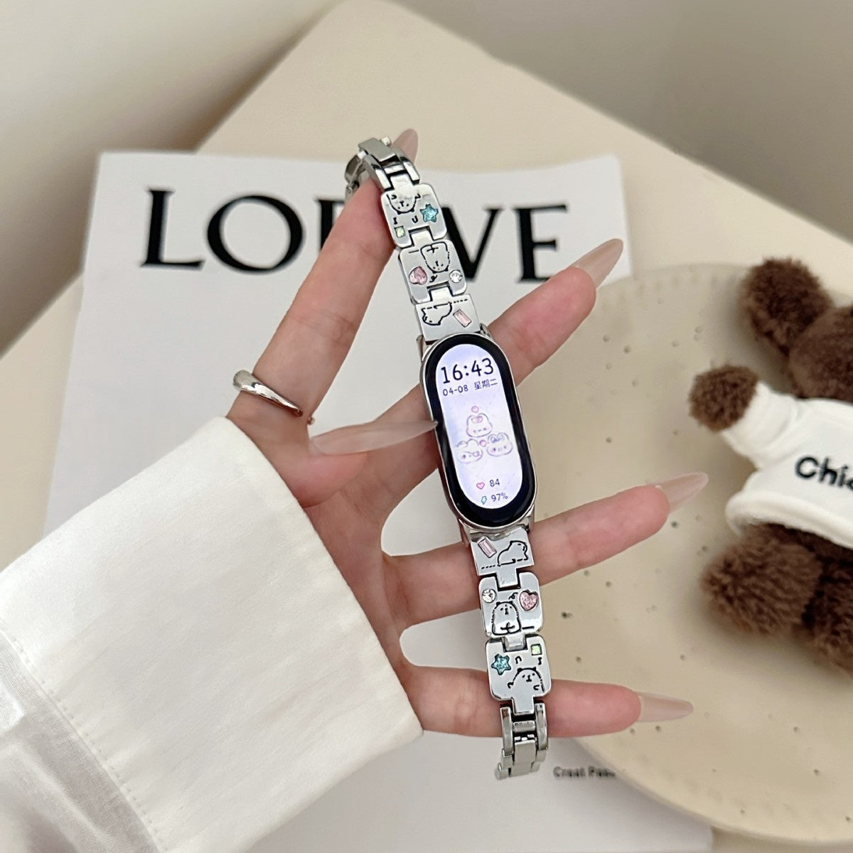 Capybara Themed Colored-diamond Metal Watch Bracelet