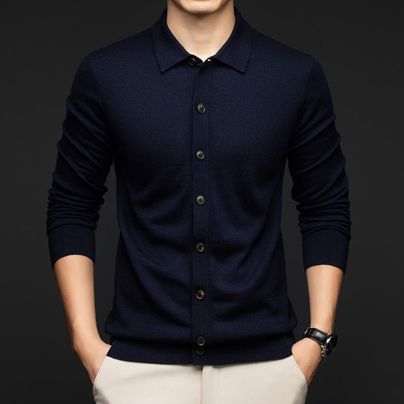 Mens Casual Commuter-style Solid-color Wool Sweater