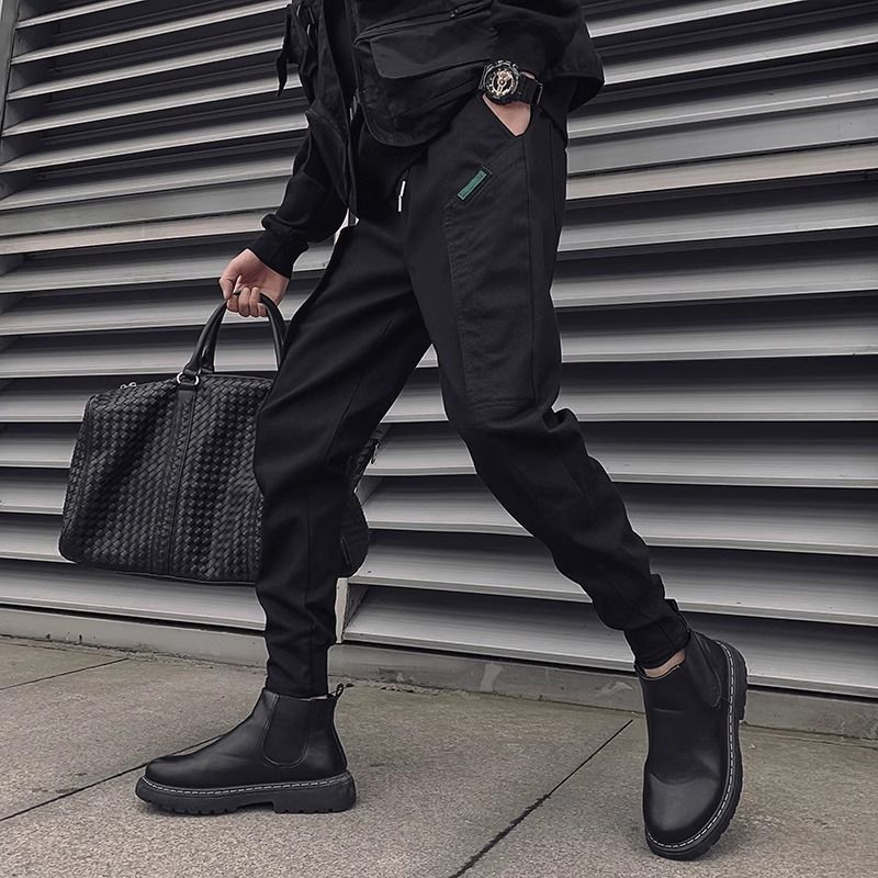 Mens Fleece-Lined Extra-Thick Slim-Fit Cargo Pants With Drawstring Hems