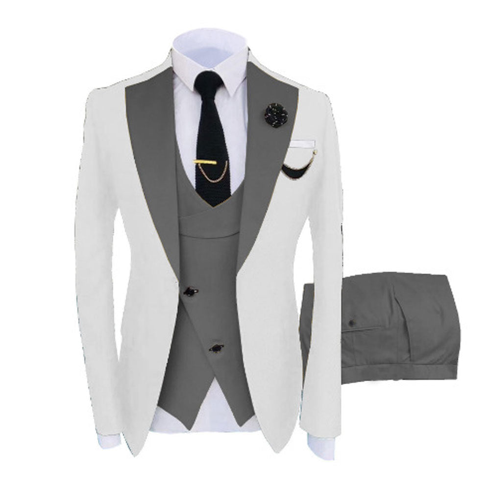 Mens Three-piece Mixed-color Suit