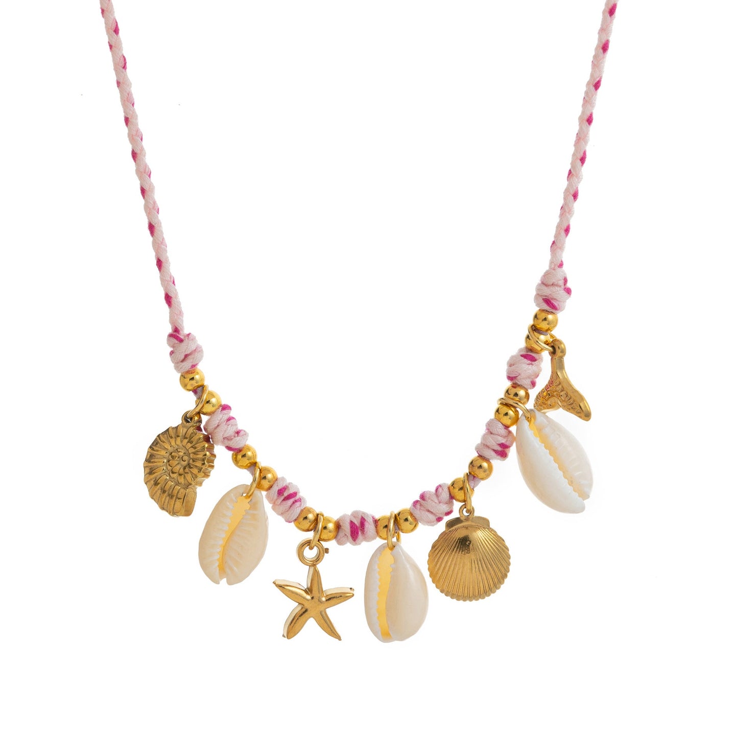 Colored Fabric Fan-shaped Seashell Electroplated 18k Gold Necklace And Bracelet