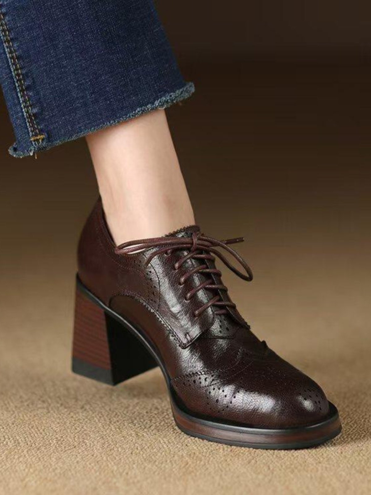 New Autumn British-Style Round-Toe Chunky-Heel Pumps For Women