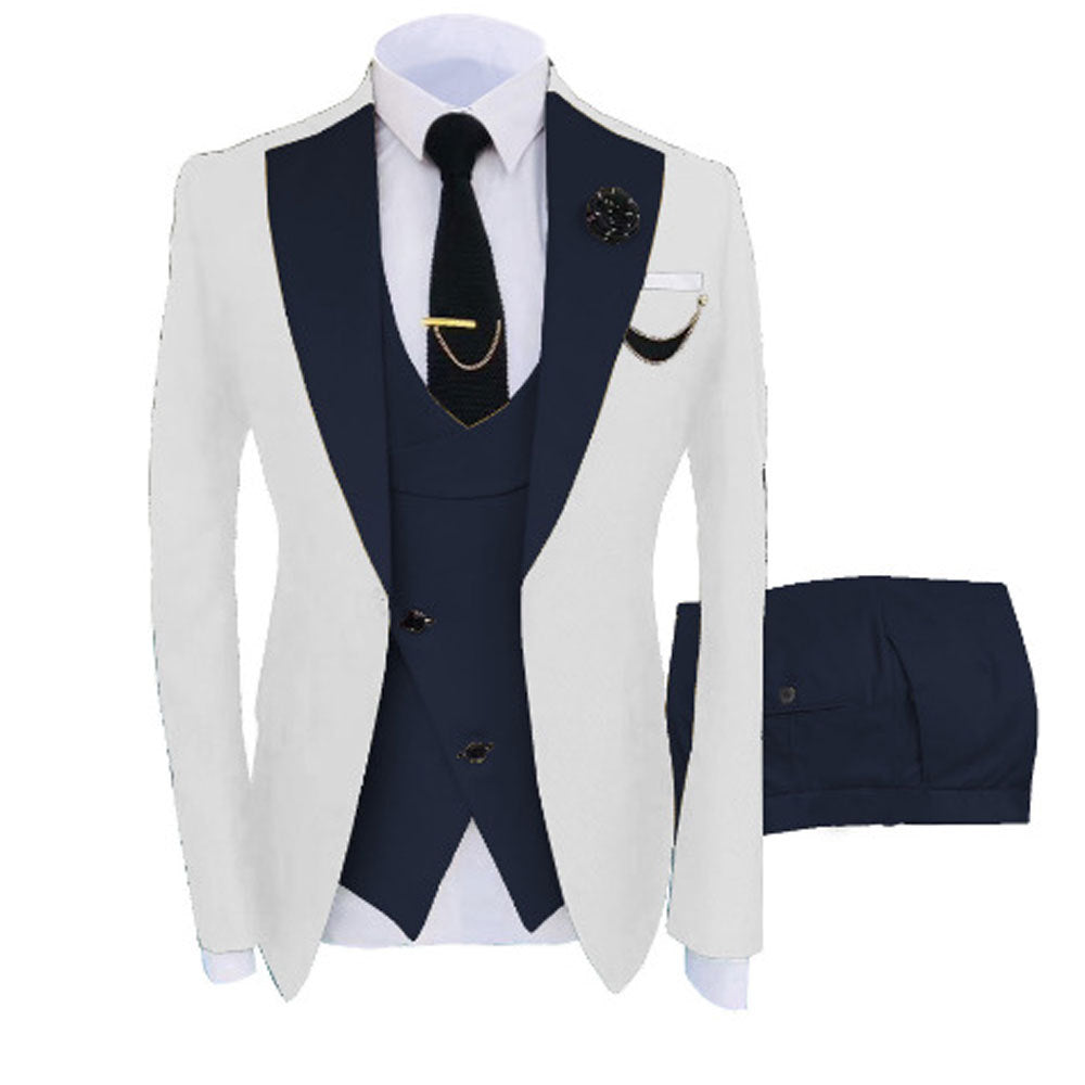 Mens Three-piece Mixed-color Suit