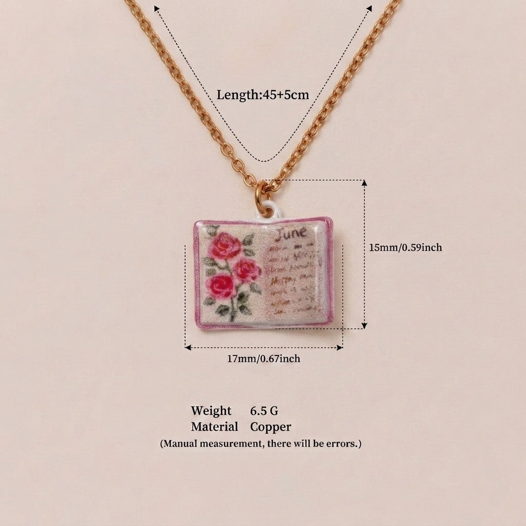 Retro Book Necklace For Women