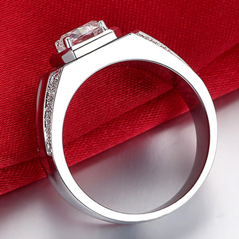 Couple Diamond Ring Silver Gold Plated