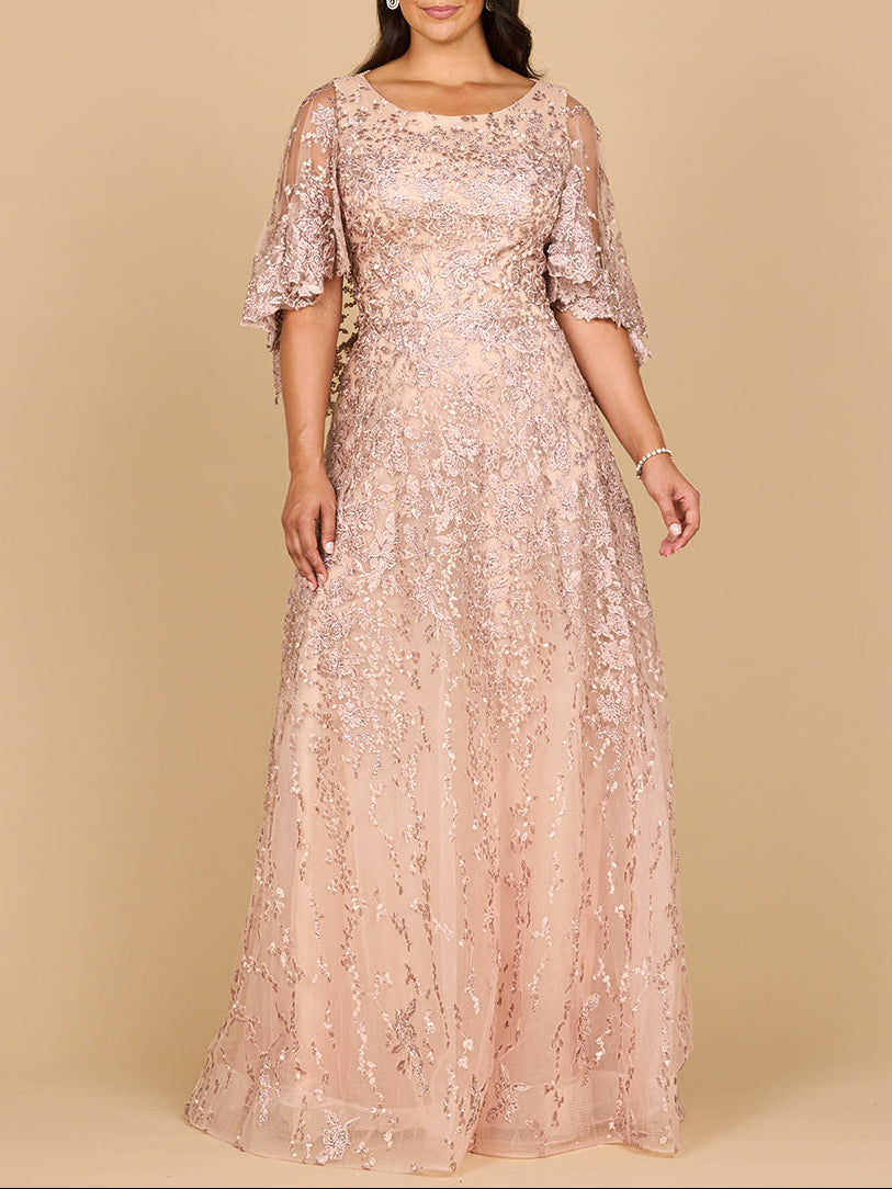 Lara 28881 - Cape Sleeve Mother's Gown
