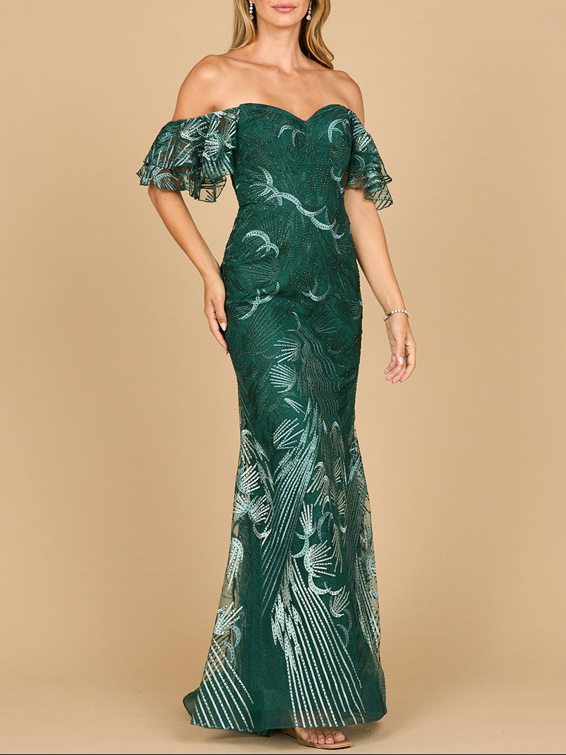 Off-Shoulder Meerjungfrau Spitzenkleid | Lara 28884