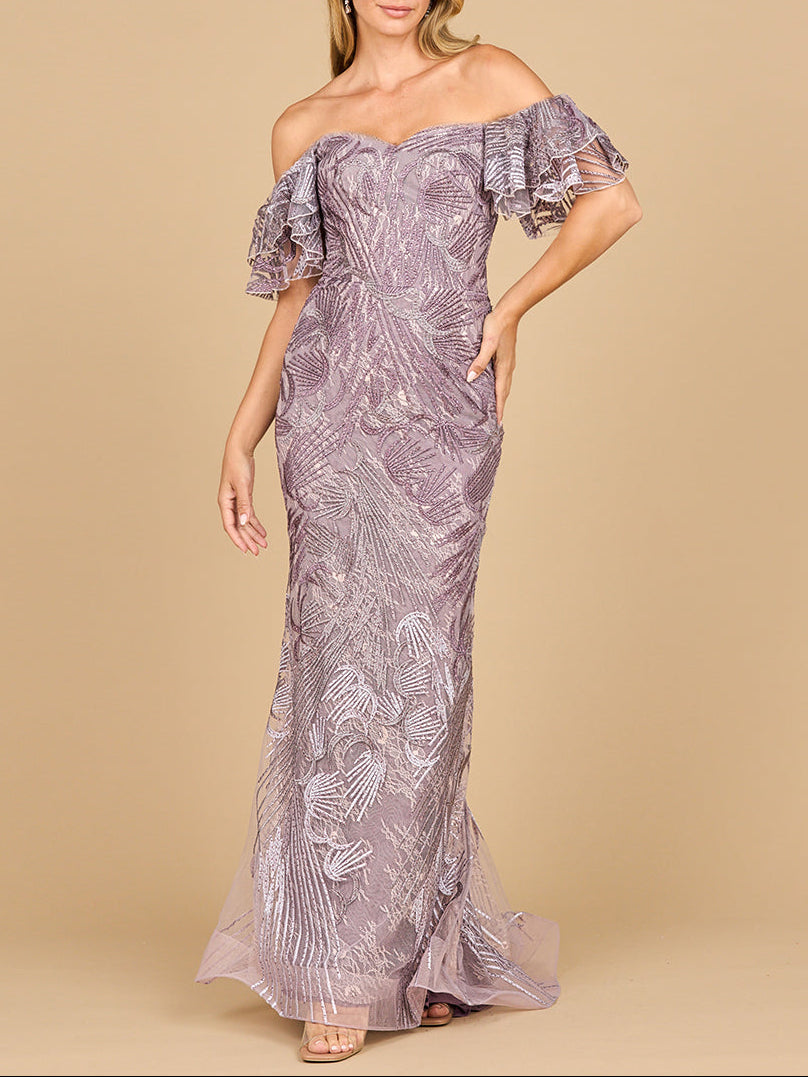 Off-Shoulder Meerjungfrau Spitzenkleid | Lara 28884