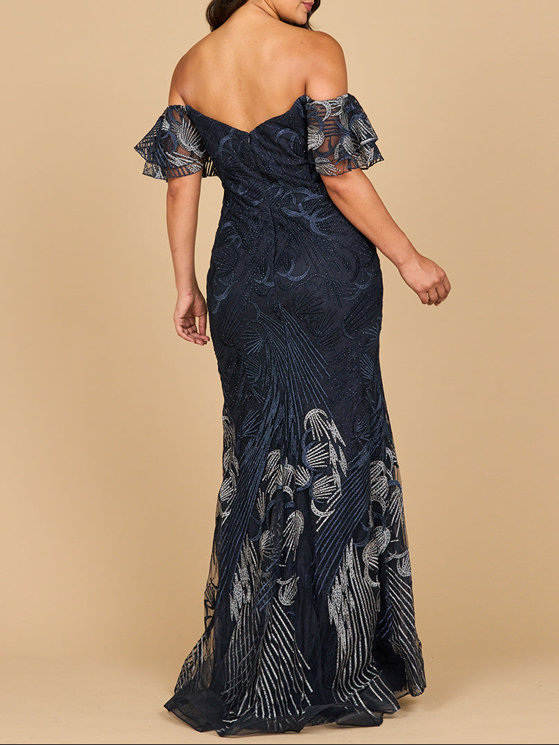 Off-Shoulder Meerjungfrau Spitzenkleid | Lara 28884