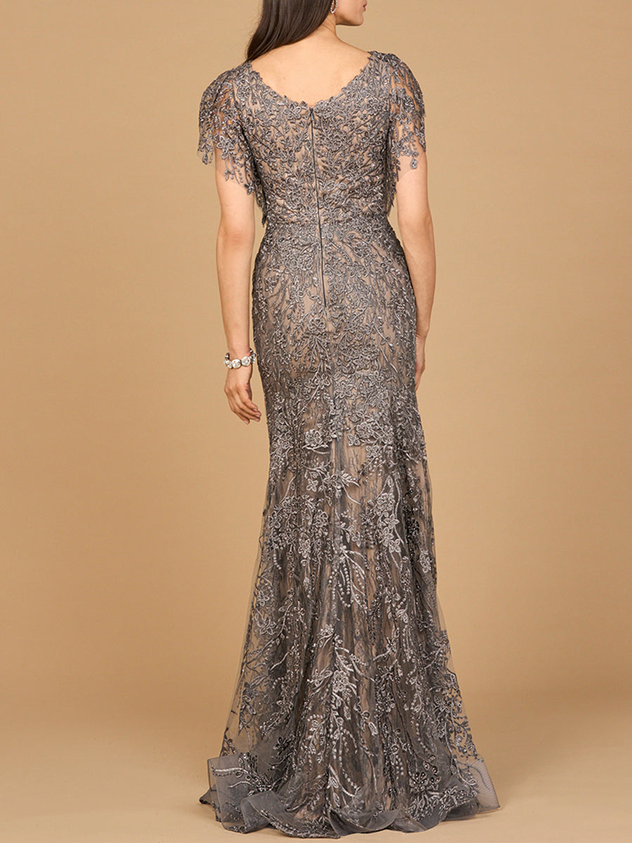 Robe sirène décolleté en V à manches courtes