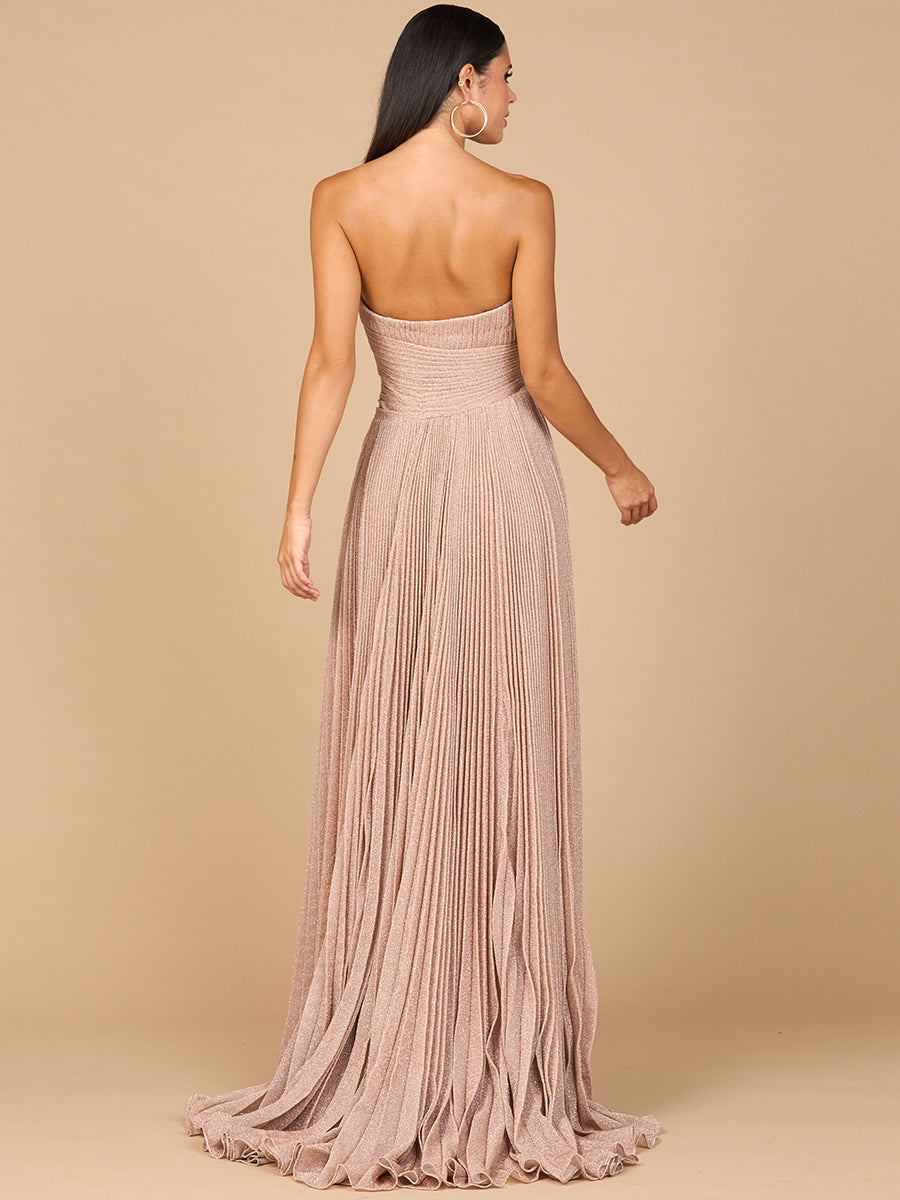 Fließendes plissiertes, trägerloses Kleid