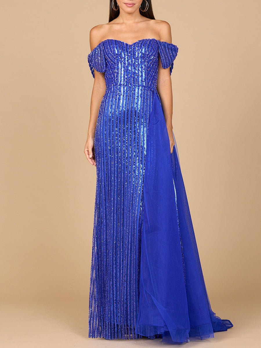 Robe de soirée ajustée épaules dénudées
