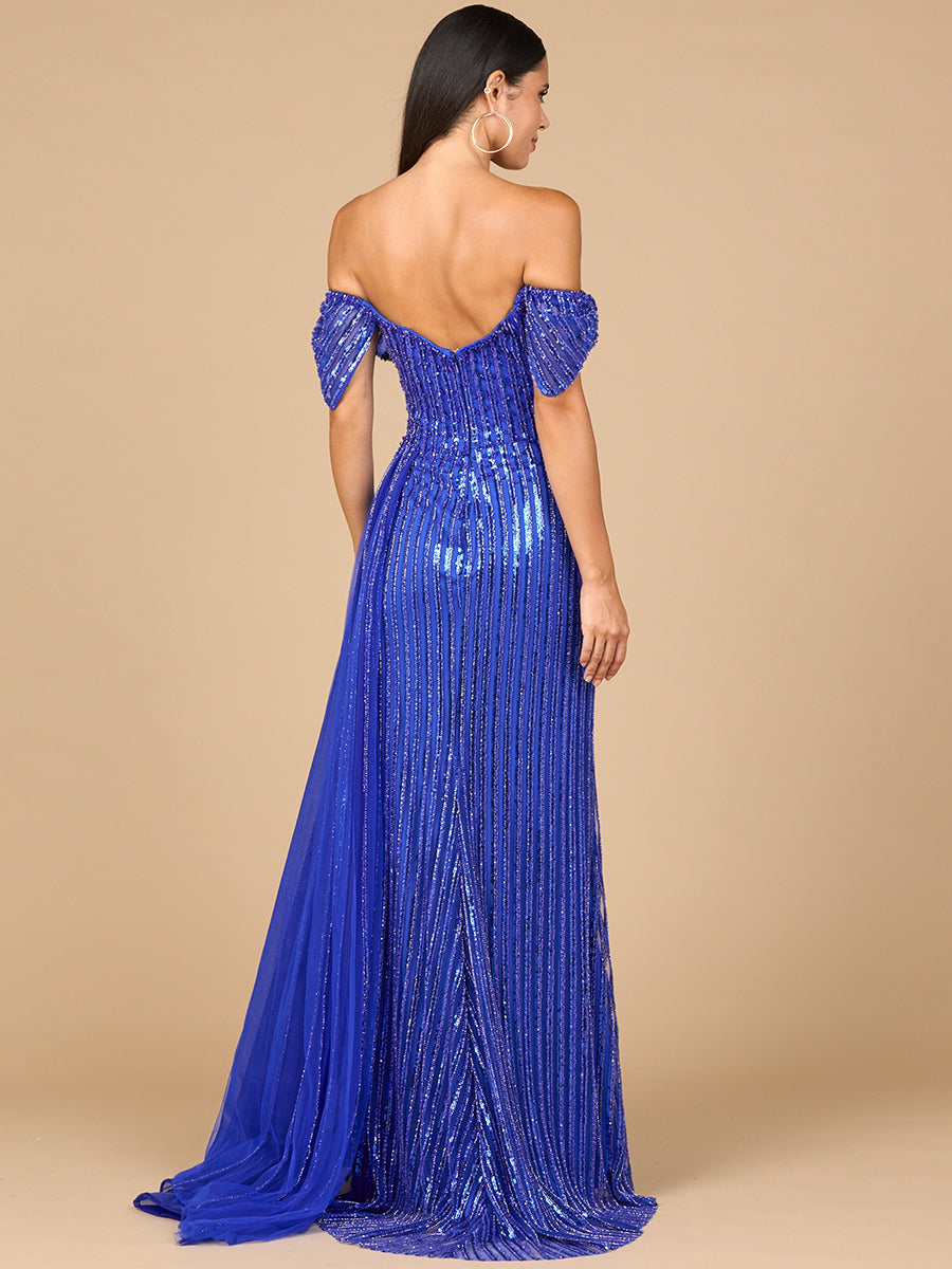 Robe de soirée ajustée épaules dénudées