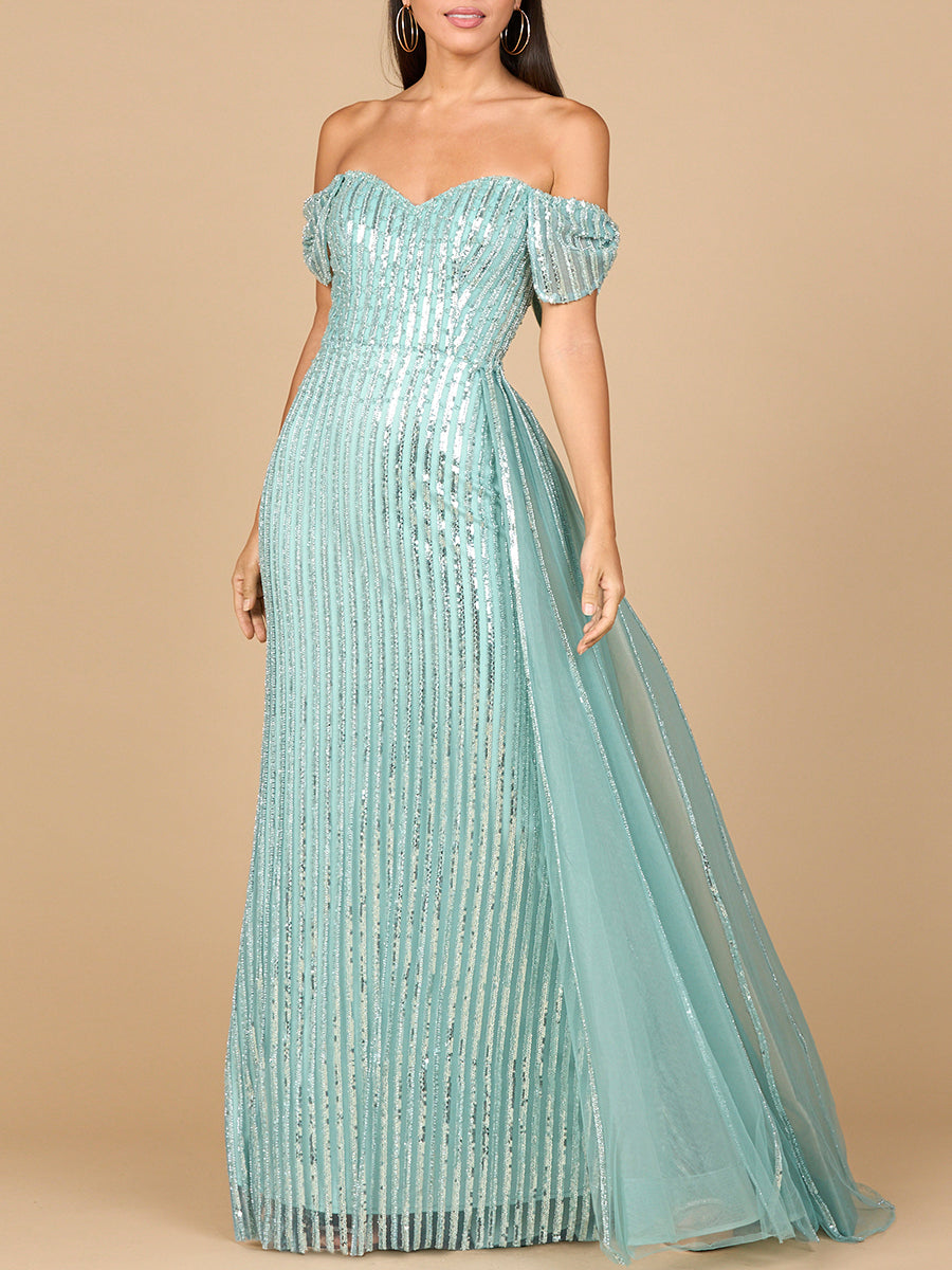 Robe de soirée ajustée épaules dénudées